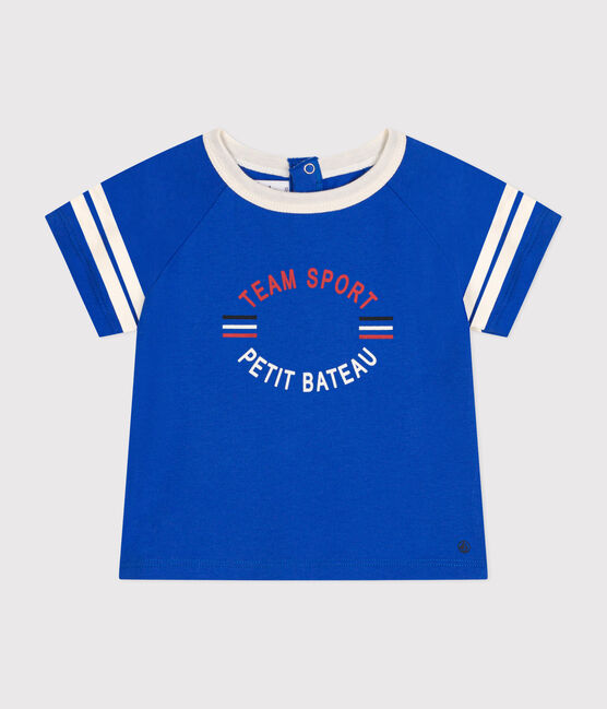 Kurzärmeliges Baby-T-Shirt aus feinem Jersey blau CALVIN