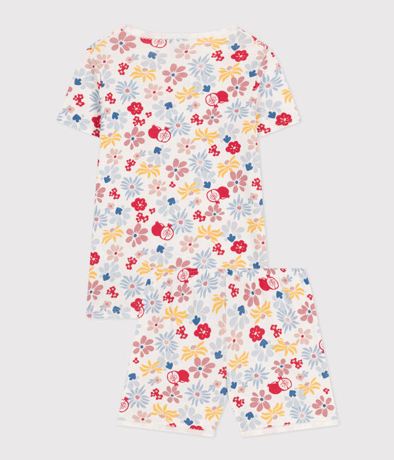 Kurzer Kinderpyjama aus Baumwolle mit Blumenmuster weiss MARSHMALLOW/weiss MULTICO