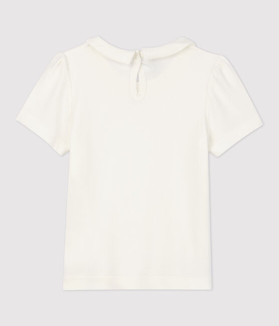 Kurzärmliges Kinder-T-Shirt aus Baumwolle für Mädchen weiss MARSHMALLOW