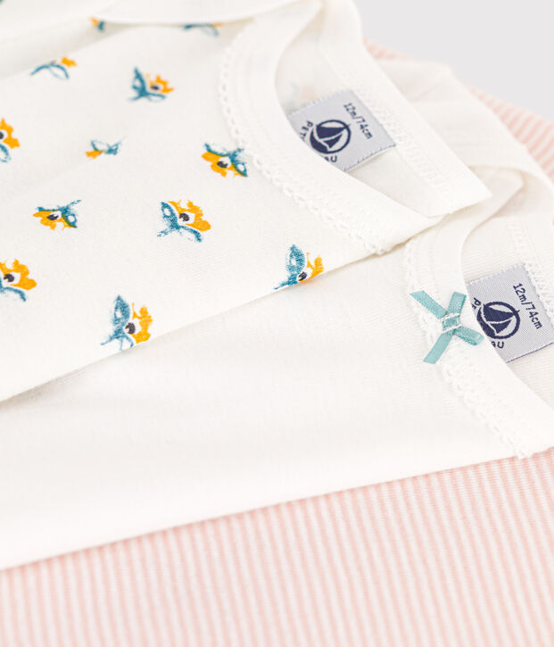 3er-Set lang&auml;rmelige Baby-Bodys aus Baumwolle mit Blumenmotiv vielfarbig