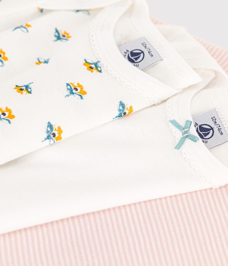 3er-Set lang&auml;rmelige Baby-Bodys aus Baumwolle mit Blumenmotiv vielfarbig