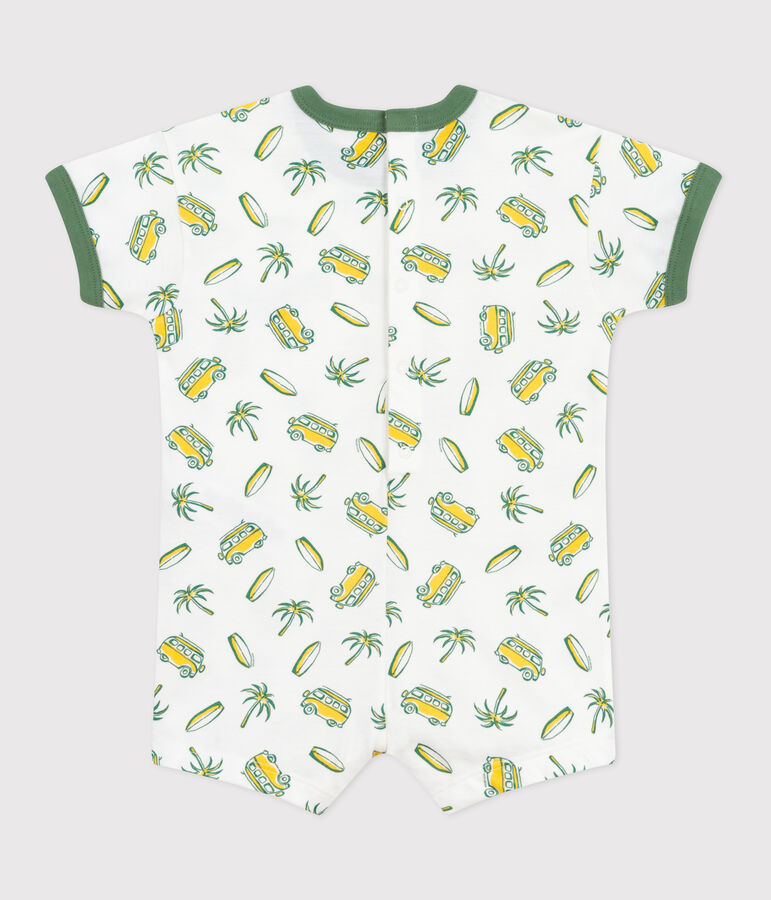 Baby-Kurzoverall aus Baumwolle mit Surf-Motiven. weiss/vielfarbig