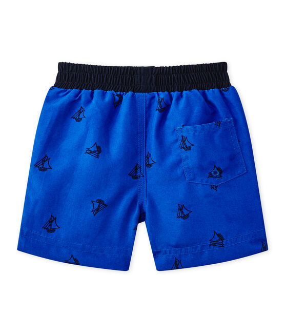 Bedruckte Baby-Jungen-Strandshorts blau PERSE/blau SMOKING