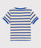 Kurzärmeliges Baby-T-Shirt aus gestreiftem Rippstrick blau AVALANCHE/weiss PERSE
