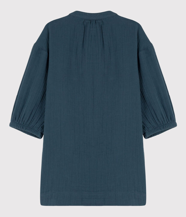 Lang&auml;rmeliges Kinderkleid aus Baumwollgaze f&uuml;r M&auml;dchen grau
