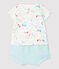 Zweiteiliges Baby-Set aus Frottee und Bio-Baumwolle mit buntem Hundewelpen-Motiv weiss MARSHMALLOW/weiss MULTICO