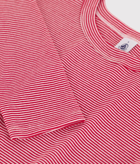 Eng anliegendes T-Shirt mit Rundhalsausschnitt aus Baumwolle für Damen rot CORRIDA/weiss MARSHMALLOW