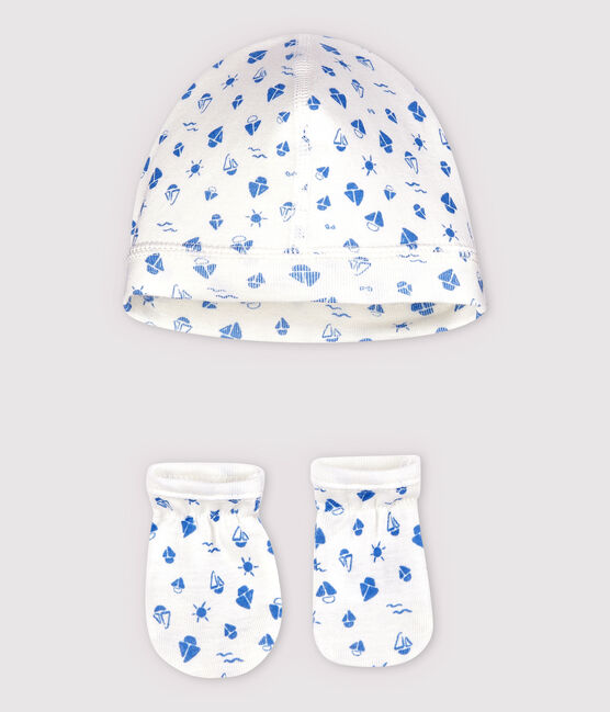 Baby-Mütze und Fäustlinge mit Schiff-Motiv für Neugeborene variante 1