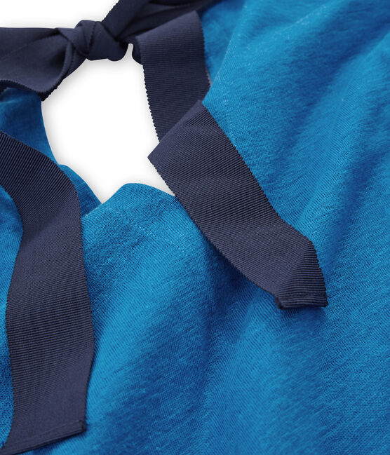 Kurzärmeliges leinenkleid damen blau RIYADH