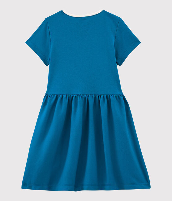 Kurzärmeliges Kinderkleid aus Baumwolle für Mädchen blau MYKONOS
