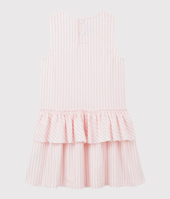Ärmelloses Kinder-Kleid aus Jersey für Mädchen rosa MINOIS/weiss MARSHMALLOW