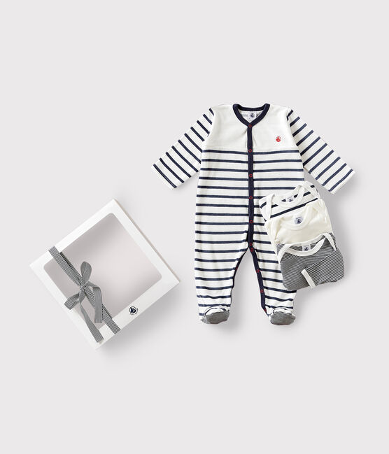 Set bestehend aus 1 Baby-Pyjama und 3 gestreiften Bodys variante 1