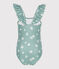Einteiliger Kinder-Badeanzug mit Blumenmotiv blau PAUL/weiss MARSHMALLOW