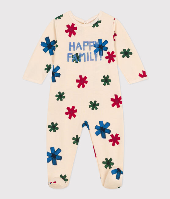 Strampler Happy Family aus Molton weiss AVALANCHE/ MULTICO