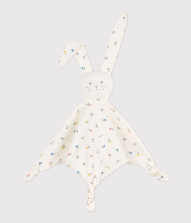 Kuscheltier aus Baumwolle mit Blumen weiss/vielfarbig