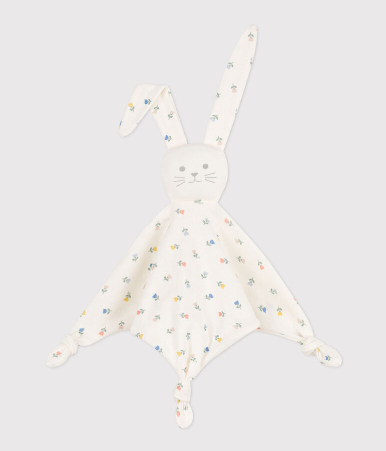 Kuscheltier aus Baumwolle mit Blumen weiss/vielfarbig