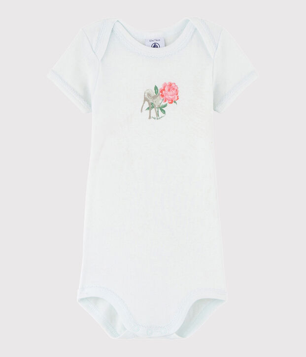 Kurz&auml;rmeliger Baby-Body M&auml;dchen blau Bocal