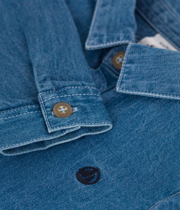Baby-Hemd aus einfarbigem Jeansstoff blau