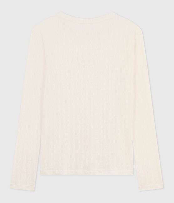 Langärmeliges Damen-T-Shirt L’Iconique aus Baumwolle mit Lochstickerei naturfarben MILK