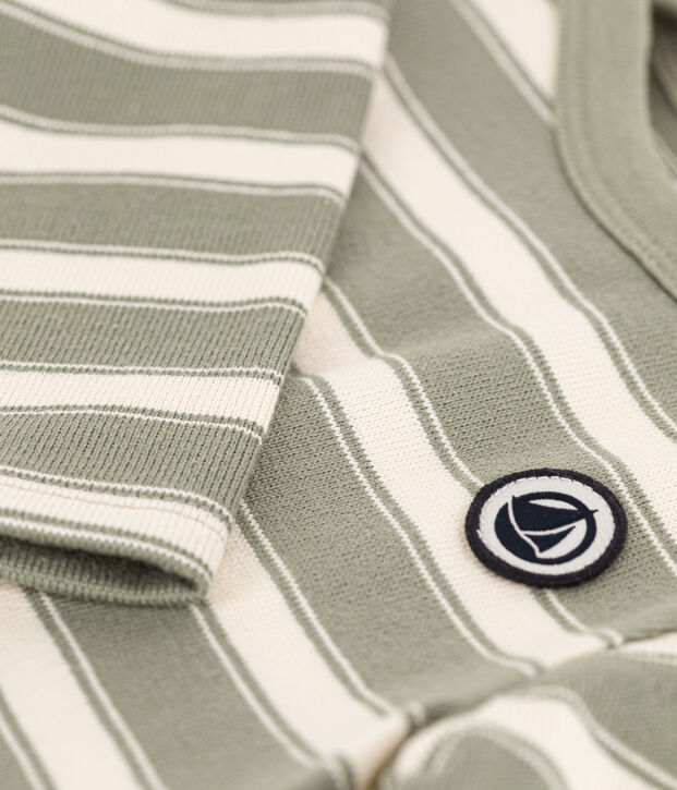 Baby-Streifenshirt aus gestreiftem dickem Jersey gr&uuml;n/naturfarben