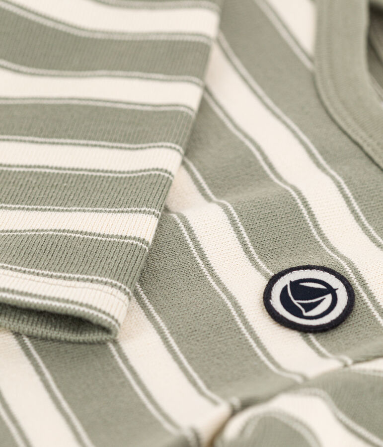 Baby-Streifenshirt aus gestreiftem dickem Jersey gr&uuml;n/naturfarben