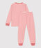 Kinderpyjama aus Molton mit roten Marinestreifen weiss MARSHMALLOW/rot TERKUIT