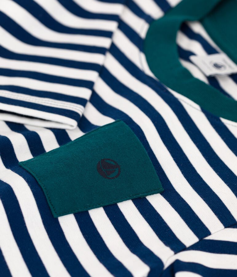 Lang&auml;rmeliges Kinder-T-Shirt aus Baumwolle f&uuml;r Jungen blau/weiss