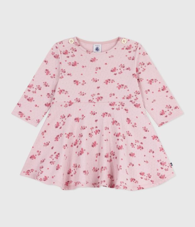 Lang&auml;rmeliges Baby-Kleid aus Baumwolle mit Blumenmuster rosa/vielfarbig