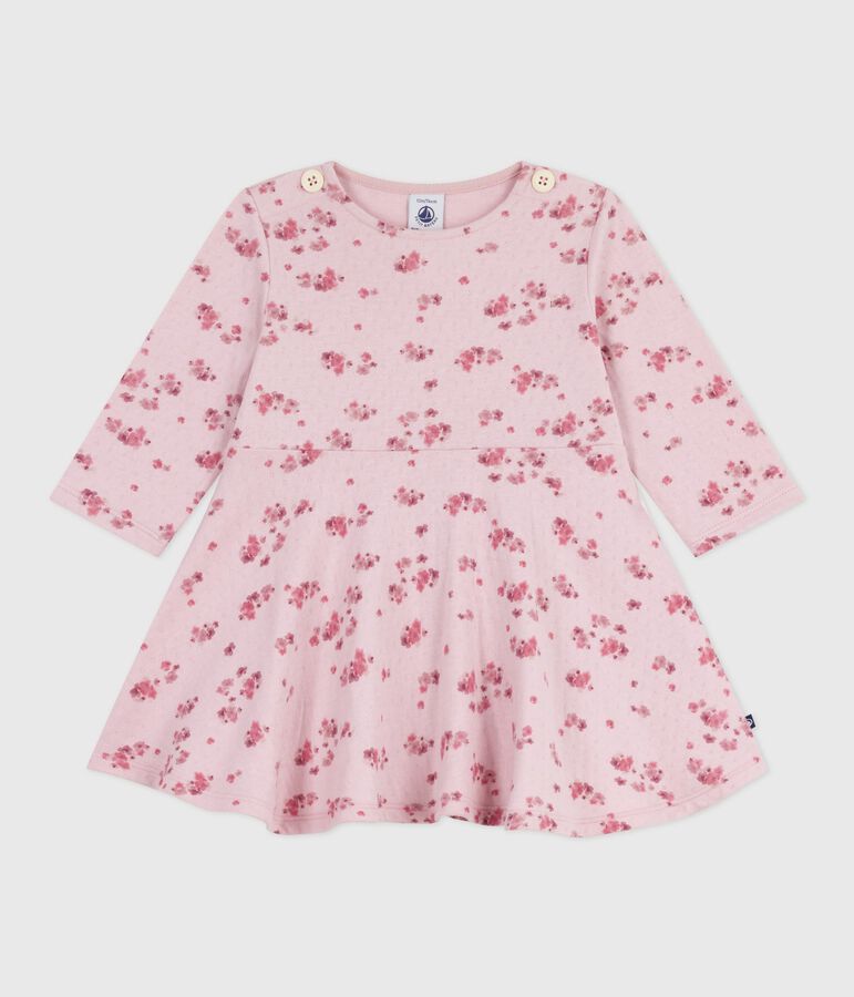 Lang&auml;rmeliges Baby-Kleid aus Baumwolle mit Blumenmuster rosa/vielfarbig