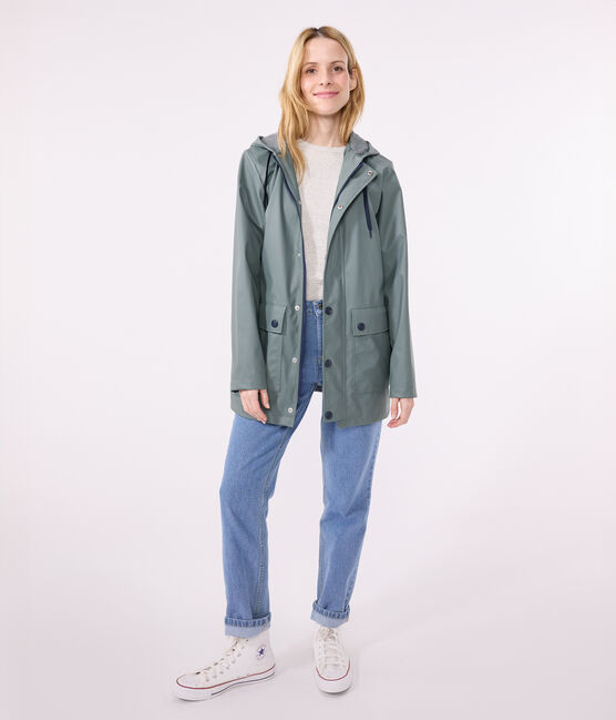 Regenjacke aus recyceltem Material und Bio-Baumwolle grün THUYA