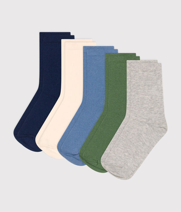 5er-Set Kinder-Socken aus einfarbiger Baumwolle vielfarbig