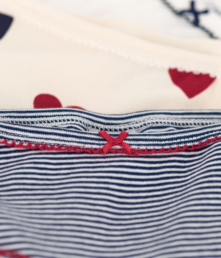 3er-Set Slips aus Baumwolle mit Herzmuster f&uuml;r M&auml;dchen vielfarbig