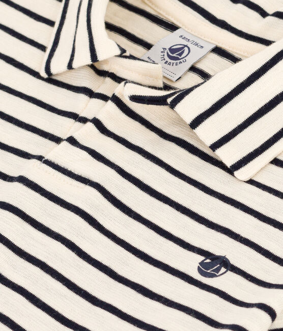 Kurzärmeliges Poloshirt aus Baumwolle Kinder/Jungen weiss AVALANCHE/blau SMOKING