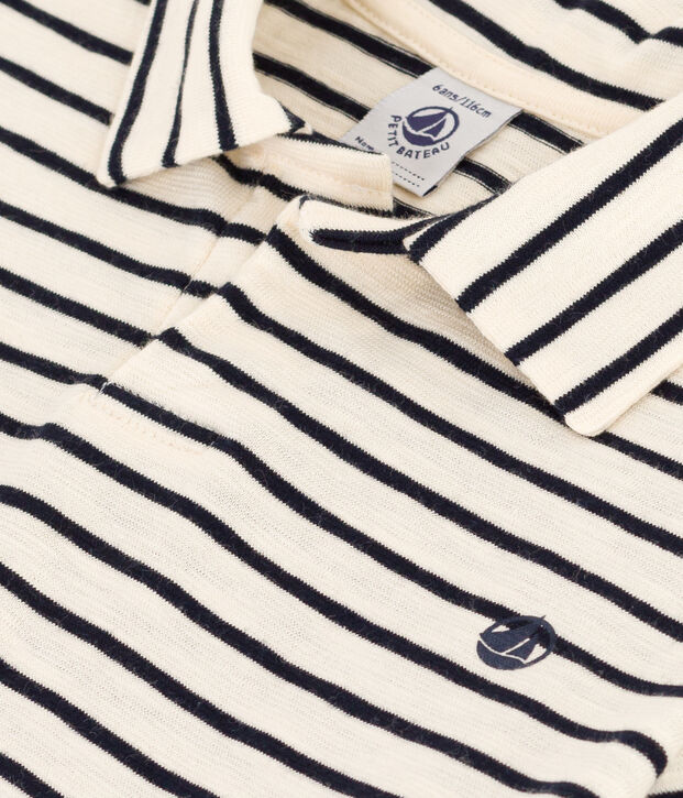 Kurz&auml;rmeliges Poloshirt aus Baumwolle Kinder/Jungen naturfarben/blau