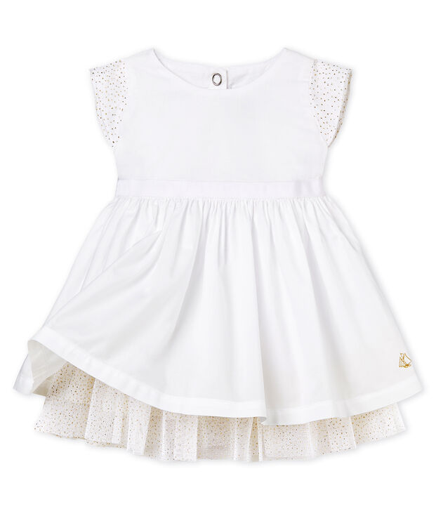 Kurz&auml;rmeliges Baby-Festtagskleid M&auml;dchen weiss