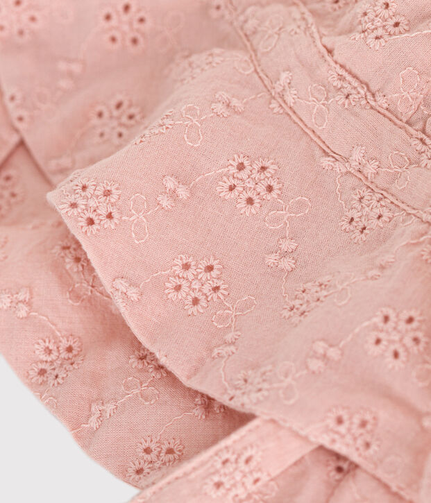 Baby-Fischerhut mit englischer Stickerei rosa