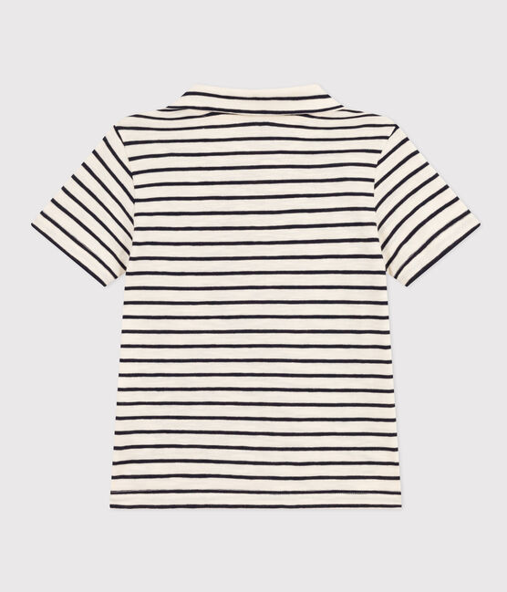 Kurzärmeliges Poloshirt aus Baumwolle Kinder/Jungen weiss AVALANCHE/blau SMOKING