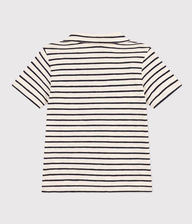 Kurz&auml;rmeliges Poloshirt aus Baumwolle Kinder/Jungen naturfarben/blau
