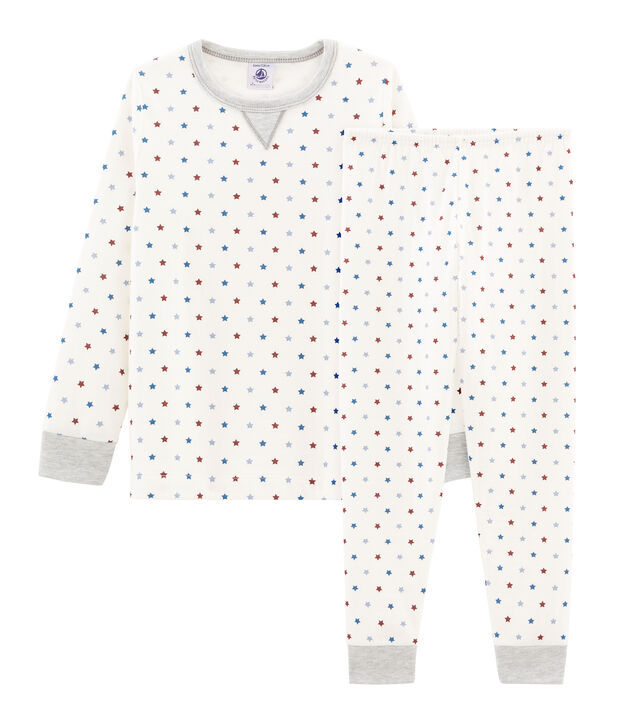 Kinderpyjama aus Doppeljersey f&uuml;r Jungen weiss/vielfarbig
