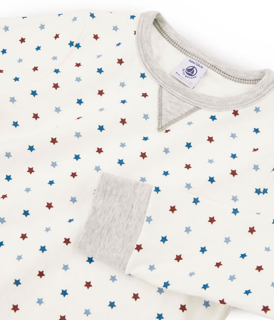 Kinderpyjama aus Doppeljersey für Jungen weiss MARSHMALLOW/weiss MULTICO