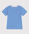Kurzärmeliges Kinder-T-Shirt aus Baumwolle mit Streifen blau PORCELANA/ MARSHMALLOW