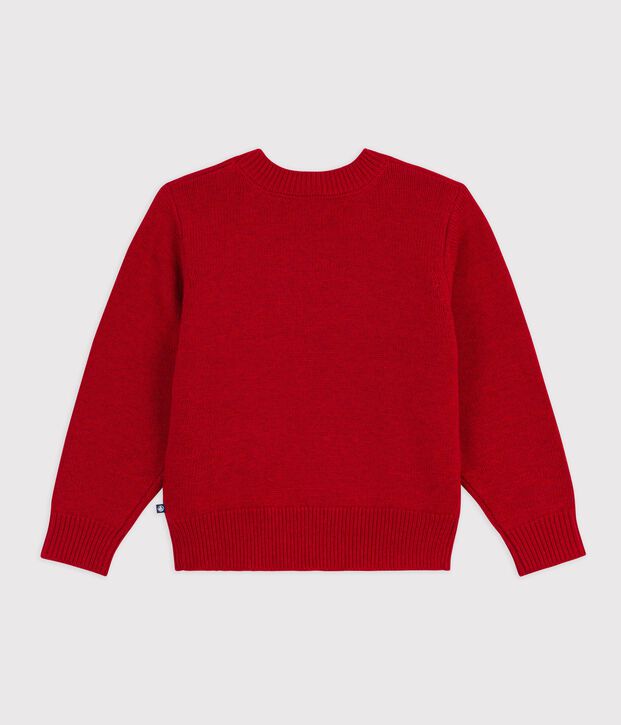 Kinder Jacquard-Pullover aus Wolle und Baumwolle f&uuml;r Jungen rot