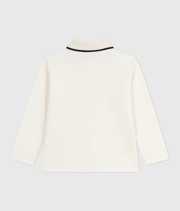 Lang&auml;rmeliges Kinder-Poloshirt aus bedruckter Baumwolle MILK