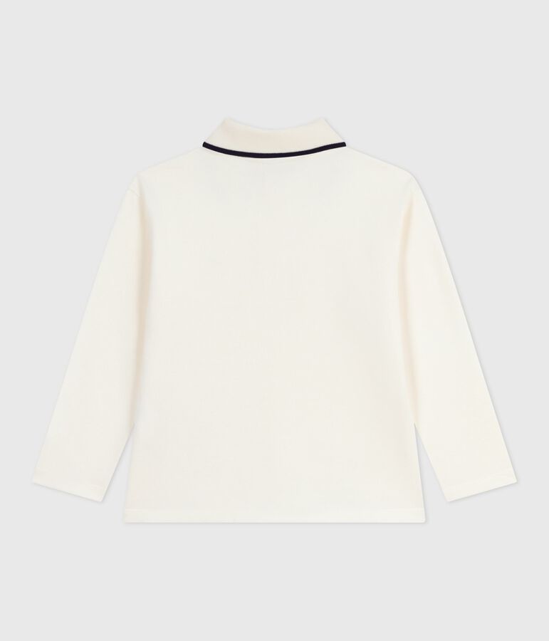 Lang&auml;rmeliges Kinder-Poloshirt aus bedruckter Baumwolle naturfarben