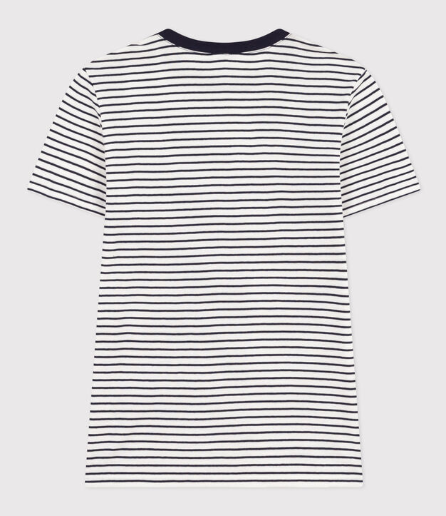 Damen-T-Shirt L'Iconique aus Baumwolle, gestreift weiss/blau