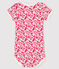 Kurzärmeliger Baby-Body für Mädchen weiss MARSHMALLOW/rosa FLASHY