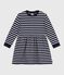 Langärmeliges Kinder-Kleid aus Baumwolle blau SMOKING/weiss MARSHMALLOW