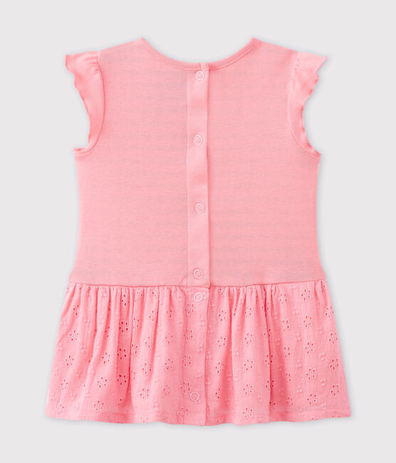 Baby-Mädchen-Kleid mit Schmetterlingsärmeln rosa PETAL