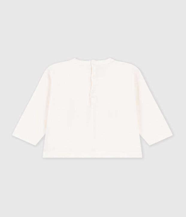 Lang&auml;rmeliges Baby T-Shirt aus einfarbiger Baumwolle mit Motiv MILK