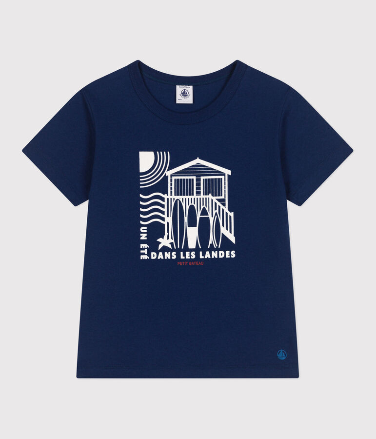 Kurz&auml;rmeliges Kinder-T-Shirt aus bedruckter Baumwolle blau